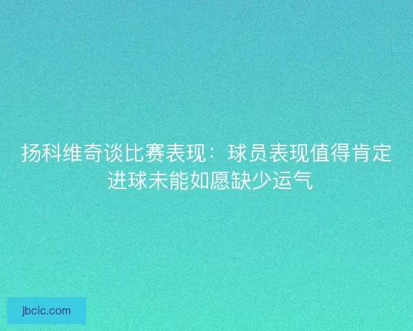 扬科维奇谈比赛表现:球员表现值得肯定 进球未能如愿缺少运气 扬科维奇谈比赛表现:球员表现值得肯定 进球未能如愿缺少运气
